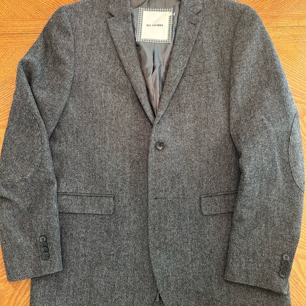 Ben Sherman Gray Herringbone Blazer
